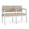 Lesro Lenox Steel 2 Seater with Center Arm, Stone (Beige) Seat, Stone Back, 43.5 W 24.5 L 32 H LS2103 - alternate 1